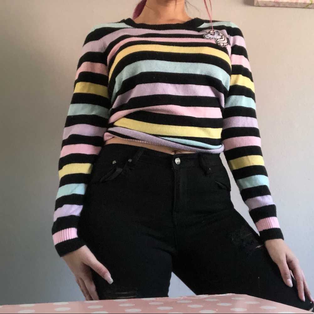 Black with Rainbow Stripped Long-Sleeve 🌈